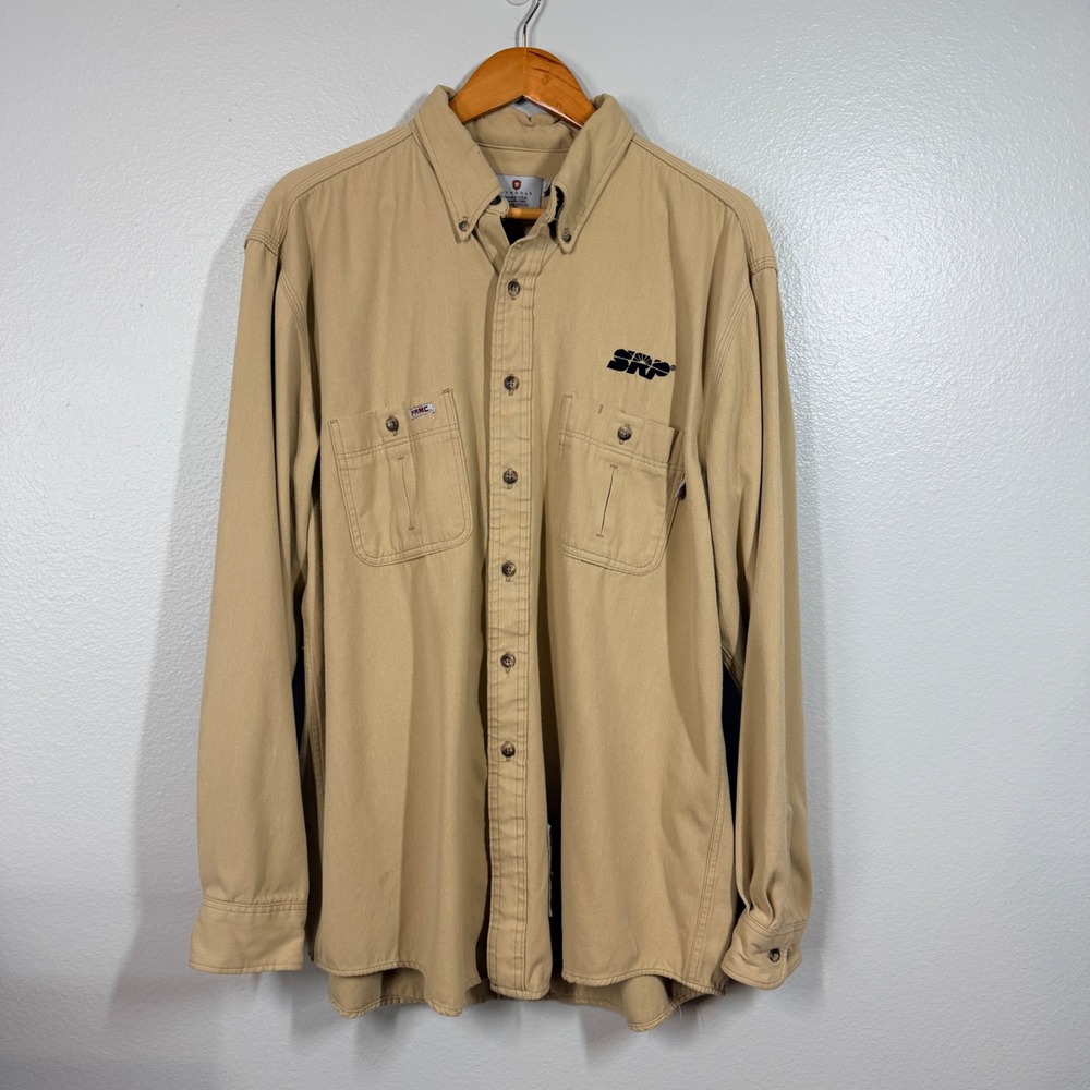 Tyndale Shirt Mens XL Tan Flame Resistant Workwear Button Down CAT 2 CAL 9